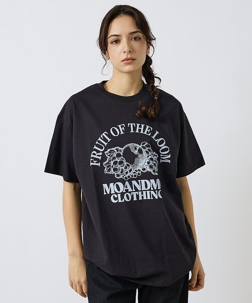 ABAHOUSE / アバハウス Tシャツ | 【MOANDMO CLOHING × FRUIT OF THE LOOM】限定コ（ブラック）
