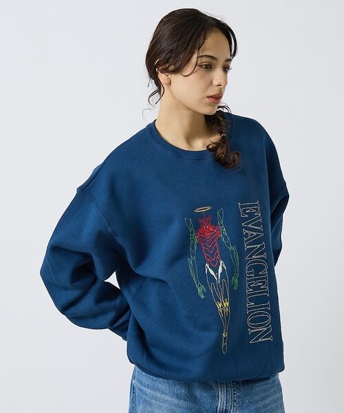 ABAHOUSE / アバハウス スウェット | 【EVANGELION x FRUIT OF THE LOOM】刺繍 クルーネッ（ネイビー）
