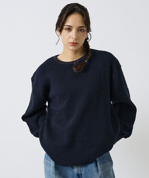 ABAHOUSE / アバハウス ニット・セーター | 【LUCEBER/ルースバー】CREWNECK JAQUARD /クルーネック(ネイビー)