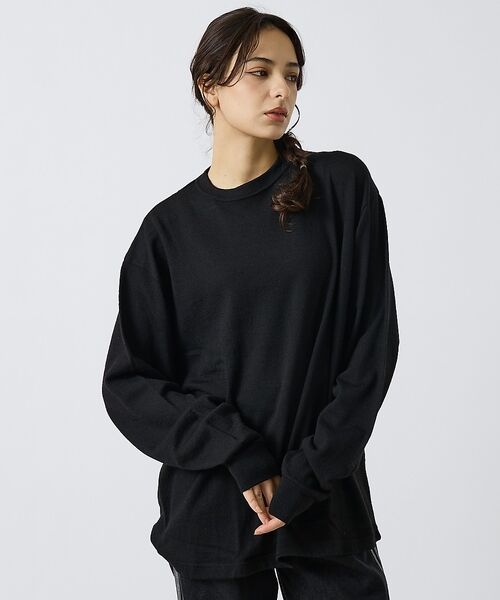 ABAHOUSE / アバハウス ニット・セーター | 【LUCEBER/ルースバー】MERINO WOOL LONG SLEEVE T(ブラック)