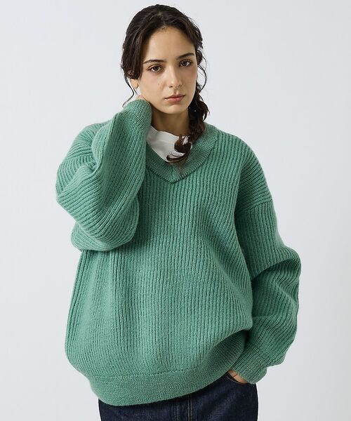 ABAHOUSE / アバハウス ニット・セーター | 【LUCEBER/ルースバー】MID G KNIT V NECK SWEATER（ブルー）