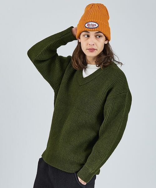 ABAHOUSE / アバハウス ニット・セーター | 【LUCEBER/ルースバー】MID G KNIT V NECK SWEATER（カーキ）