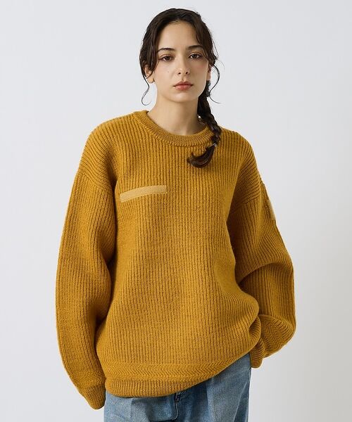 ABAHOUSE / アバハウス ニット・セーター | 【LUCEBER/ルースバー 】MIDDLE GAUGE KNIT SWEATE(マスタード)