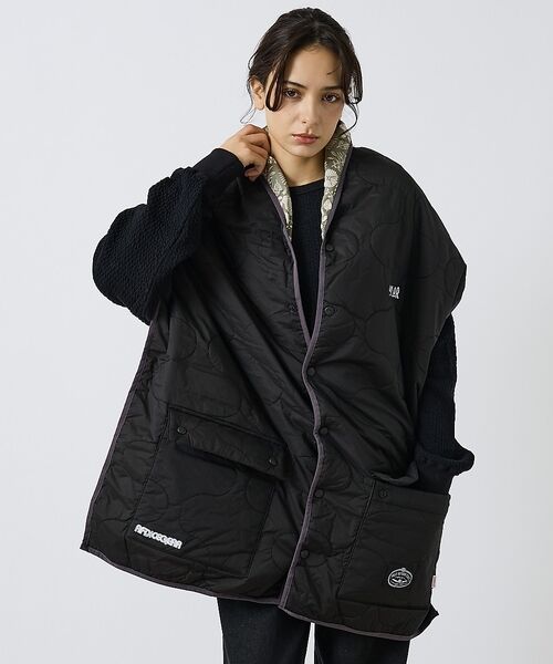 ABAHOUSE / アバハウス マフラー・ショール・スヌード・ストール | 【POLER/ポーラー】QULTED VEST MUFFLER/キルティング/ワ（ブラック）