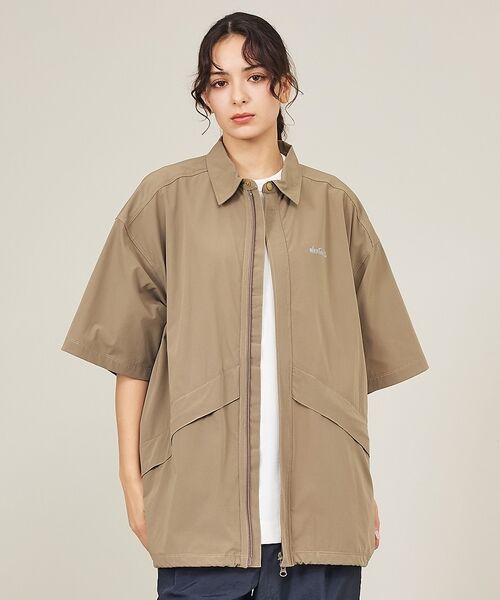 ABAHOUSE / アバハウス シャツ・ブラウス | 【WILDTHINGS / ワイルドシングス】ELASTIC NYLON DEN（ベージュ）