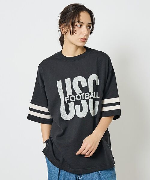 ABAHOUSE / アバハウス Tシャツ | 【REMI RELIEF / レミ レリーフ】  R/C天竺 フットボールTシャ（チャコールグレー）