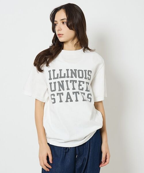ABAHOUSE / アバハウス Tシャツ | 【REMI RELIEF / レミ レリーフ】  ILLINOIS / ３段プリ（オフホワイト）