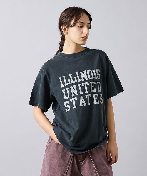 ABAHOUSE / アバハウス Tシャツ | 【REMI RELIEF / レミ レリーフ】 ILLINOIS / 3段プリ(ブラック)