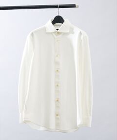 ABAHOUSE / アバハウス シャツ・ブラウス | 【ON/OFF兼用】ドレスニット ネルツイル＆チェック ワイドカラーシャツ /