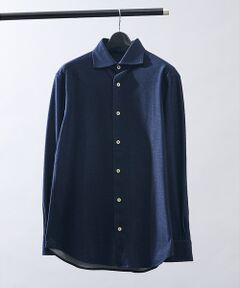 ABAHOUSE / アバハウス シャツ・ブラウス | 【ON/OFF兼用】ドレスニット ネルツイル＆チェック ワイドカラーシャツ /