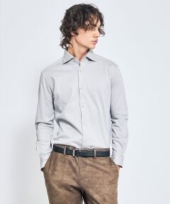 ABAHOUSE / アバハウス シャツ・ブラウス | 【ON/OFF兼用】ドレスニット ネルツイル＆チェック ワイドカラーシャツ /