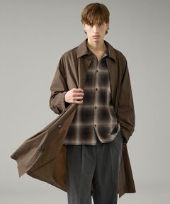 ABAHOUSE / アバハウス ステンカラーコート | クリスピーナイロン バルカラーコート / オーバーサイズ / 軽量 ストレッチ