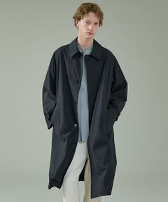 ABAHOUSE / アバハウス ステンカラーコート | クリスピーナイロン バルカラーコート / オーバーサイズ / 軽量 ストレッチ