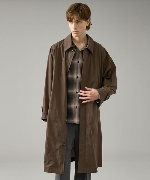 ABAHOUSE / アバハウス ステンカラーコート | クリスピーナイロン バルカラーコート / オーバーサイズ / 軽量 ストレッチ | 詳細11