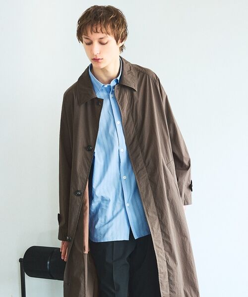 ABAHOUSE / アバハウス ステンカラーコート | クリスピーナイロン バルカラーコート / オーバーサイズ / 軽量 ストレッチ | 詳細14