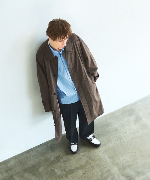 ABAHOUSE / アバハウス ステンカラーコート | クリスピーナイロン バルカラーコート / オーバーサイズ / 軽量 ストレッチ | 詳細15