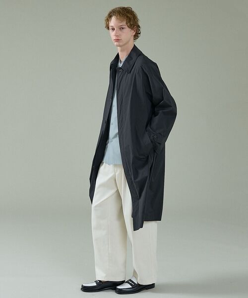 ABAHOUSE / アバハウス ステンカラーコート | クリスピーナイロン バルカラーコート / オーバーサイズ / 軽量 ストレッチ | 詳細14