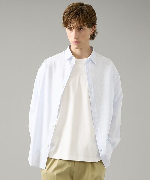 ABAHOUSE / アバハウス シャツ・ブラウス | エアリーストライプ オーバーサイズ レギュラーカラーシャツ | 詳細10