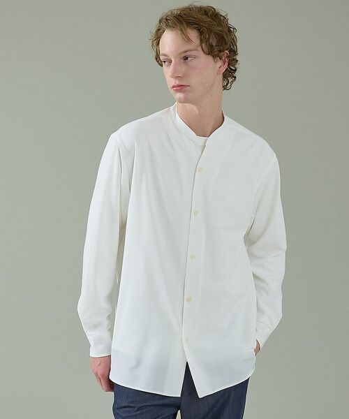 ABAHOUSE / アバハウス シャツ・ブラウス | Vネック スキッパーシャツ / バンドカラー【予約】（ホワイト）