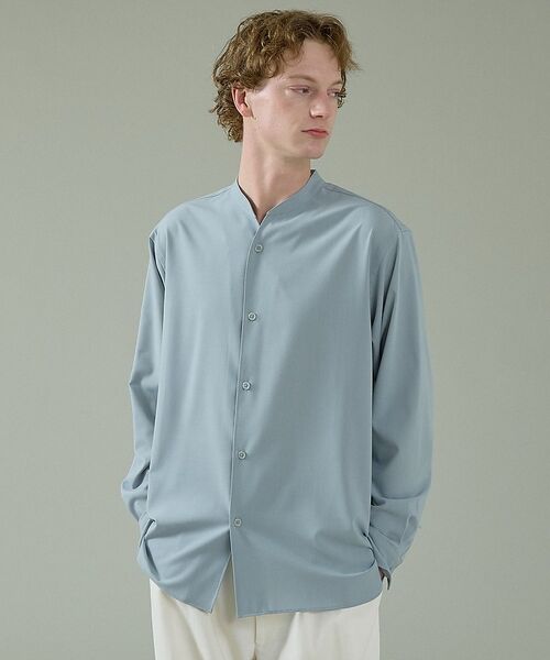 ABAHOUSE / アバハウス シャツ・ブラウス | Vネック スキッパーシャツ / バンドカラー【予約】（グリーン系その他1）