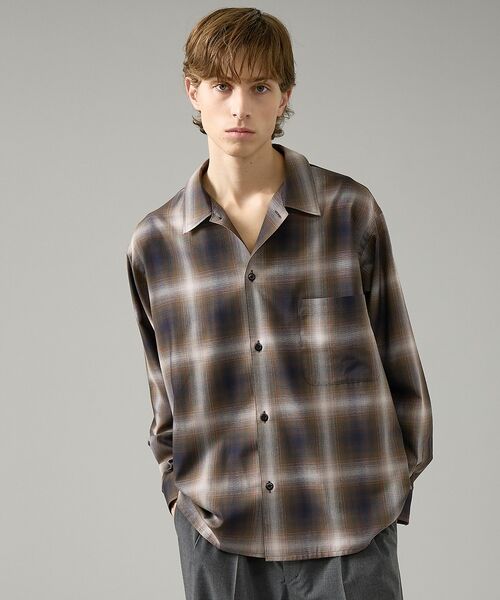 ABAHOUSE / アバハウス シャツ・ブラウス | オンブレーチェック オープンカラーシャツ / オーバーサイズ | 詳細19