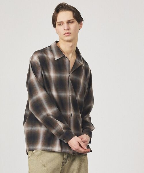 ABAHOUSE / アバハウス シャツ・ブラウス | オンブレーチェック オープンカラーシャツ / オーバーサイズ | 詳細21
