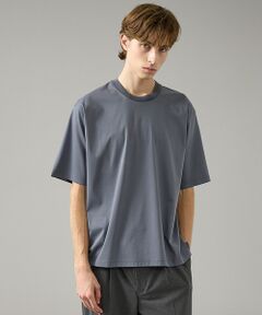 ABAHOUSE / アバハウス Tシャツ | KNIT COLLAR コットンポンチ クルーネック半袖Tシャツ / リラックス