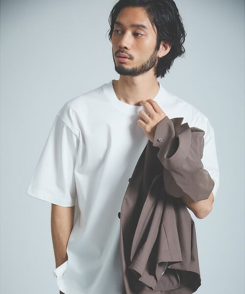 ABAHOUSE / アバハウス Tシャツ | KNIT COLLAR コットンポンチ クルーネック半袖Tシャツ / リラックス | 詳細12