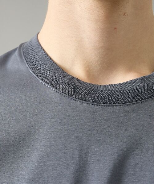 ABAHOUSE / アバハウス Tシャツ | KNIT COLLAR コットンポンチ クルーネック半袖Tシャツ / リラックス | 詳細7