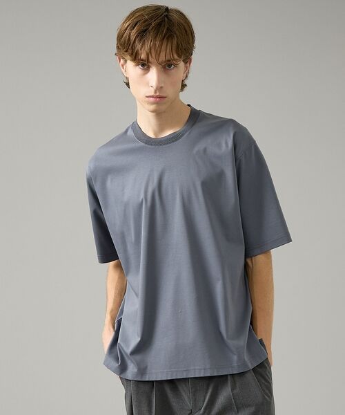 ABAHOUSE / アバハウス Tシャツ | KNIT COLLAR コットンポンチ クルーネック半袖Tシャツ / リラックス | 詳細8