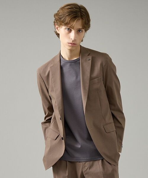 ABAHOUSE / アバハウス テーラードジャケット | 【セットアップ対応】スーパーストレッチ リネンジャケット/ FLEX JACKE(ライトブラウン)