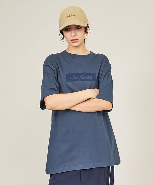 ABAHOUSE / アバハウス Tシャツ | 【WILDTHINGS / ワイルドシングス】BOX LOGO TEE / ボッ（ネイビー）