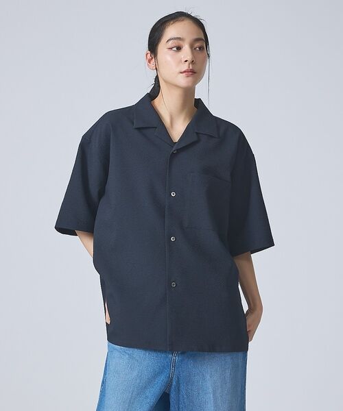 ABAHOUSE / アバハウス シャツ・ブラウス | 【FORTUNA /フォルトゥナ】ECOTECSeerSuckerOpenCol（ブラック）