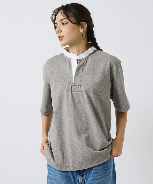 ABAHOUSE / アバハウス ポロシャツ | 【BARBARIAN / バーバリアン】Henley Collar Short（グレー）