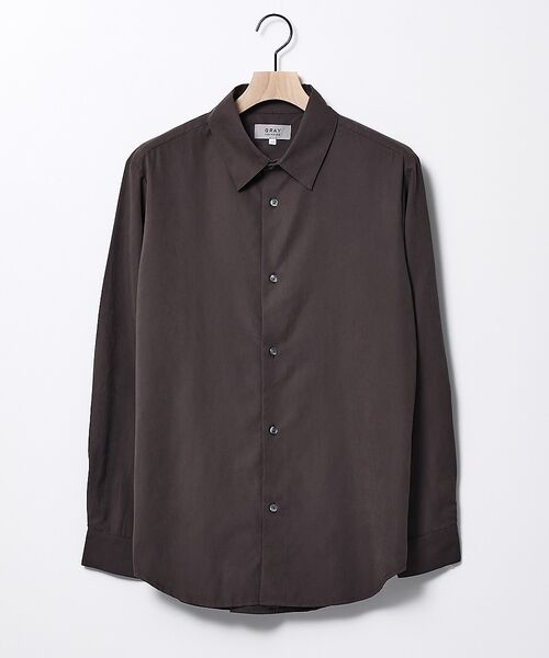 ABAHOUSE / アバハウス シャツ・ブラウス | 【リラックスフィット】ピーチサテン レギュラーカラーシャツ【予約】（モカ）
