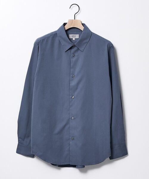 ABAHOUSE / アバハウス シャツ・ブラウス | 【リラックスフィット】ピーチサテン レギュラーカラーシャツ【予約】（ブルーグレー）