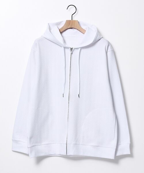 ABAHOUSE / アバハウス パーカー | ヘリンボーン ジャガード ジップパーカー【予約】（ホワイト）