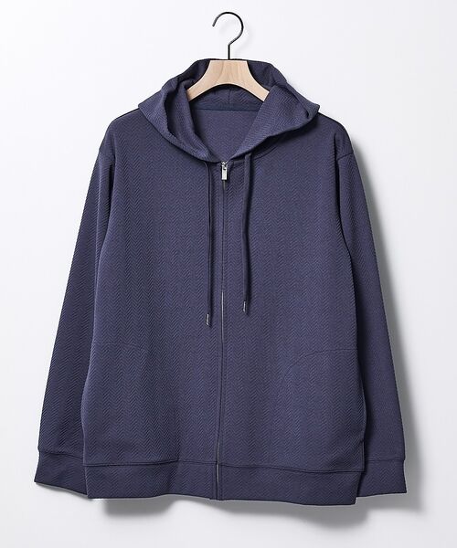 ABAHOUSE / アバハウス パーカー | ヘリンボーン ジャガード ジップパーカー【予約】（ブルーグレー）