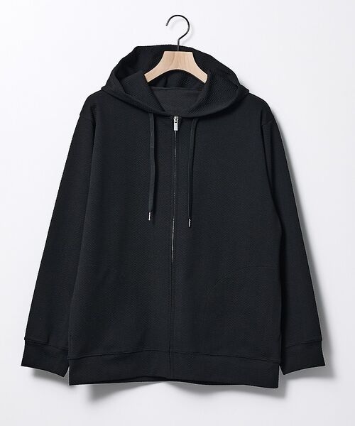 ABAHOUSE / アバハウス パーカー | ヘリンボーン ジャガード ジップパーカー【予約】（ブラック）