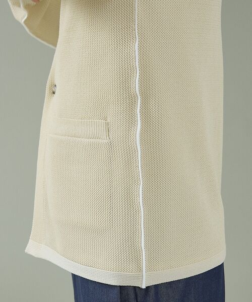 ABAHOUSE / アバハウス カーディガン・ボレロ | 2トーン シアーメッシュ 1ボタン カーディガン | 詳細8