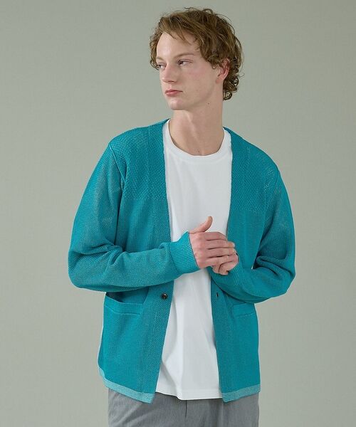 ABAHOUSE / アバハウス カーディガン・ボレロ | 2トーン シアーメッシュ 1ボタン カーディガン | 詳細12