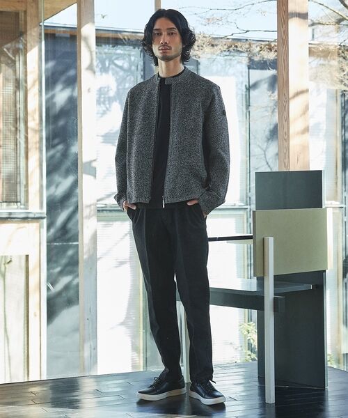 ABAHOUSE / アバハウス ブルゾン | ハイゲージニット ライダース | 詳細23