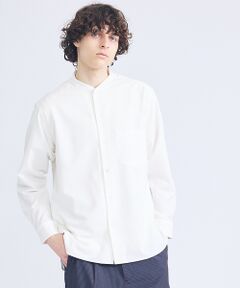 ABAHOUSE / アバハウス シャツ・ブラウス | デニムライク シャンブレー カラーレスシャツ / バンドカラーシャツ / 変形襟