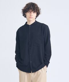 ABAHOUSE / アバハウス シャツ・ブラウス | デニムライク シャンブレー カラーレスシャツ / バンドカラーシャツ / 変形襟