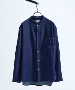 ABAHOUSE / アバハウス シャツ・ブラウス | デニムライク シャンブレー カラーレスシャツ / バンドカラーシャツ / 変形襟
