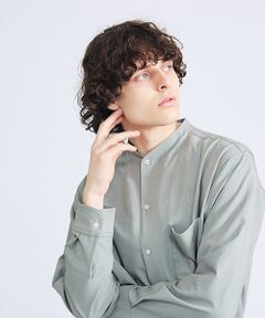 ABAHOUSE / アバハウス シャツ・ブラウス | デニムライク シャンブレー カラーレスシャツ / バンドカラーシャツ / 変形襟