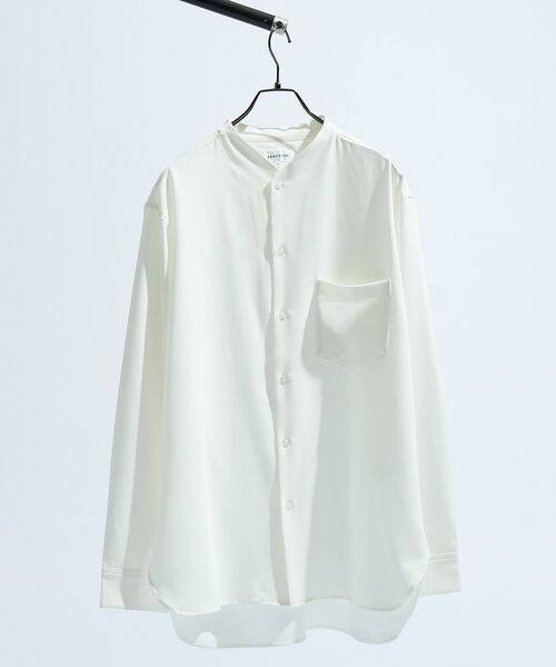 ABAHOUSE / アバハウス シャツ・ブラウス | デニムライク シャンブレー カラーレスシャツ / バンドカラーシャツ / 変形襟 | 詳細2