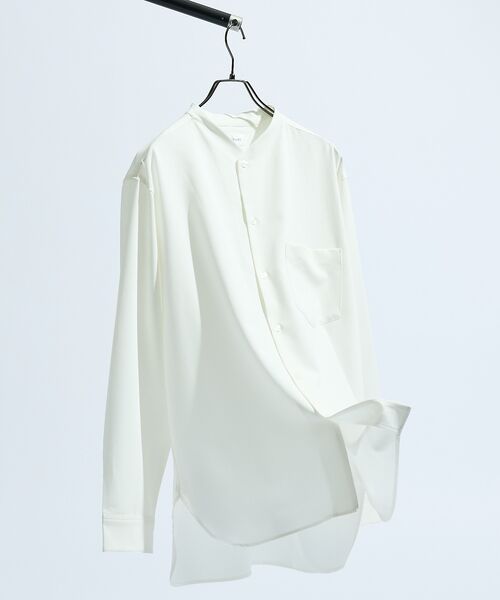 ABAHOUSE / アバハウス シャツ・ブラウス | デニムライク シャンブレー カラーレスシャツ / バンドカラーシャツ / 変形襟 | 詳細3