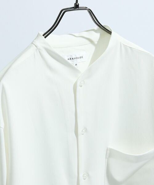 ABAHOUSE / アバハウス シャツ・ブラウス | デニムライク シャンブレー カラーレスシャツ / バンドカラーシャツ / 変形襟 | 詳細4