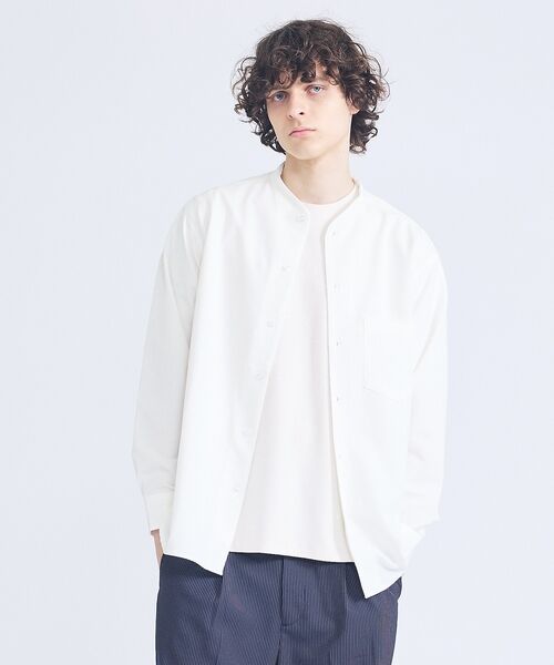 ABAHOUSE / アバハウス シャツ・ブラウス | デニムライク シャンブレー カラーレスシャツ / バンドカラーシャツ / 変形襟 | 詳細5